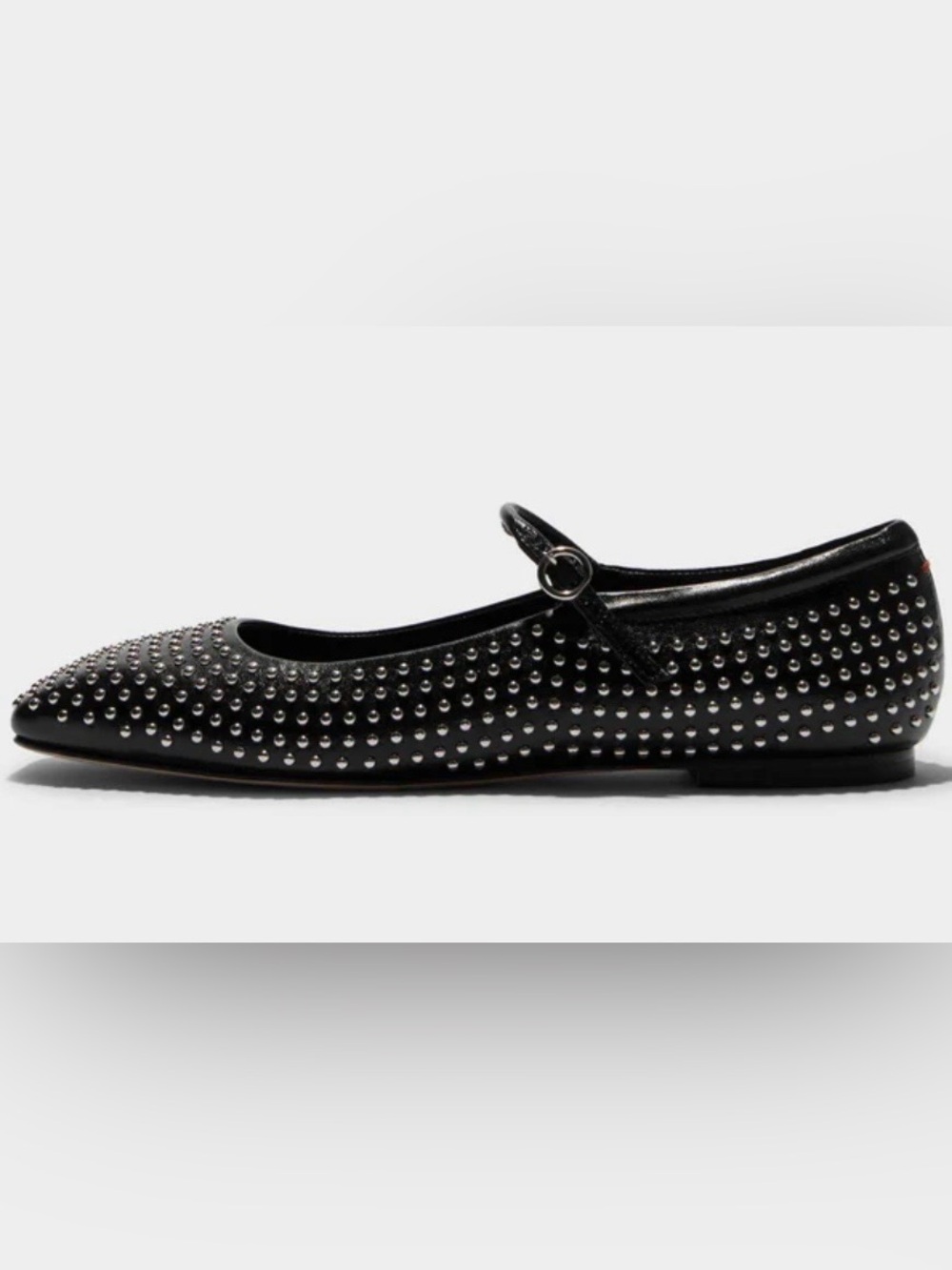NWOB Aeyde Uma Mini Stud Black Leather Mary-Jane Flats EU 38.5 US 7.5
